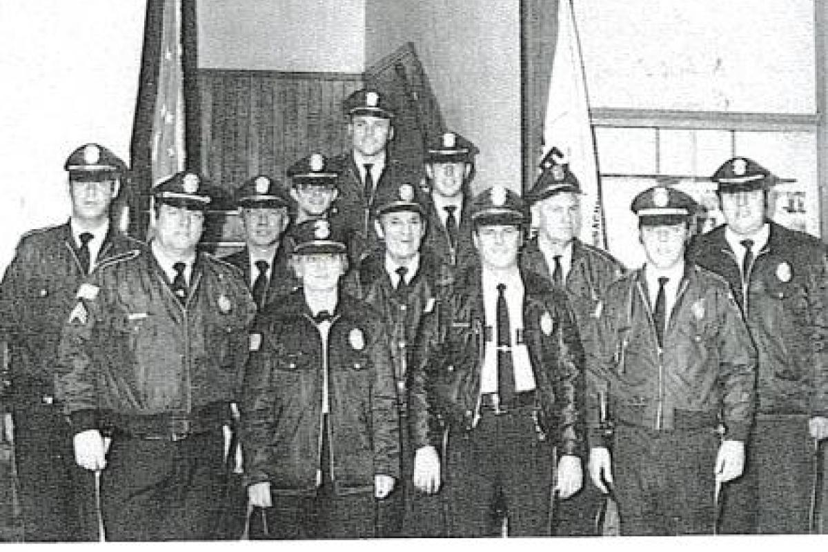 1976 1st Sgt Perry, Off Wilmarth, Off Wilt, Chief Spencer 2nd Off Boyd, Off Dowdie, Off Lee, Off Williams, Off Clay 3rd Off Mart